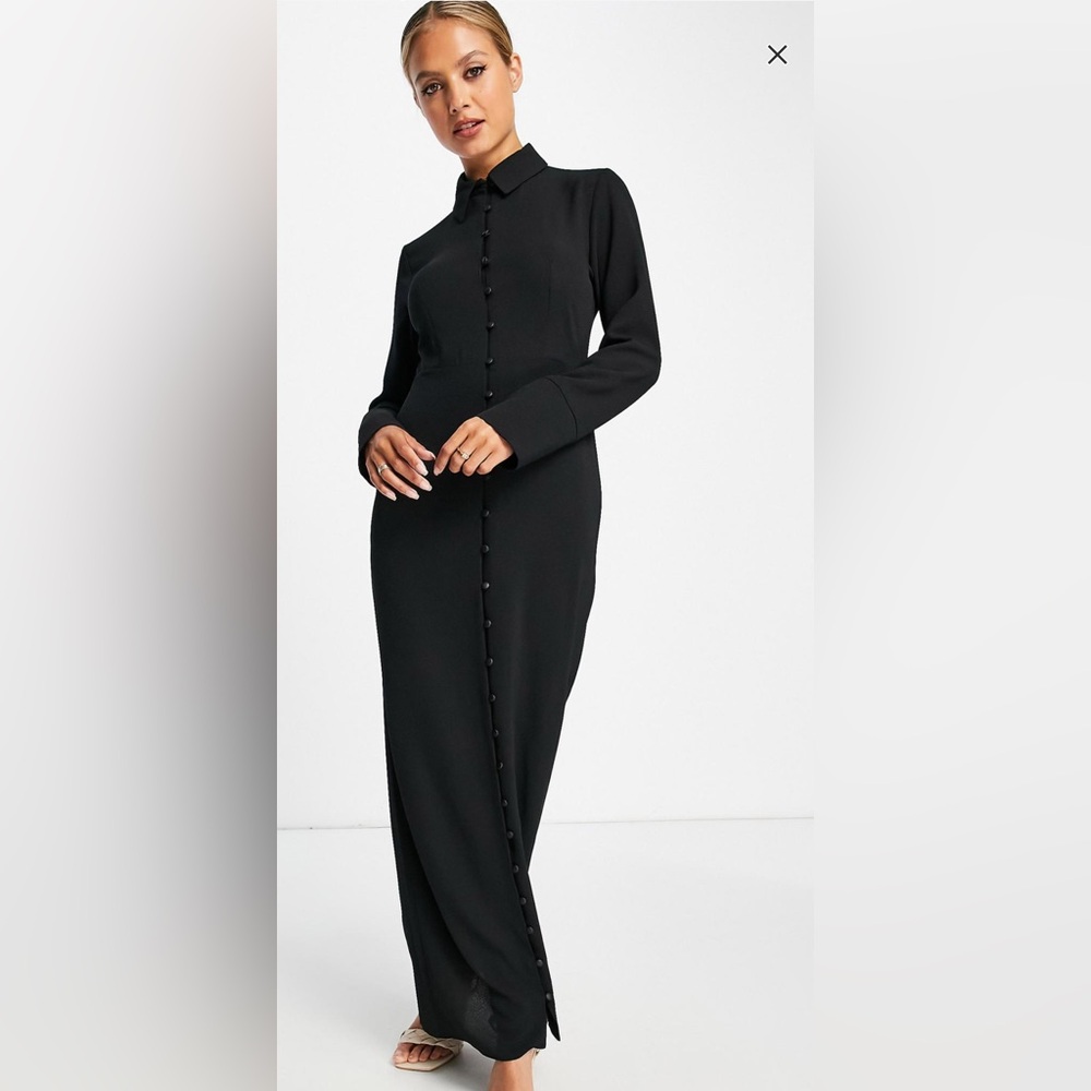 Elegant Black Button-Down Dress